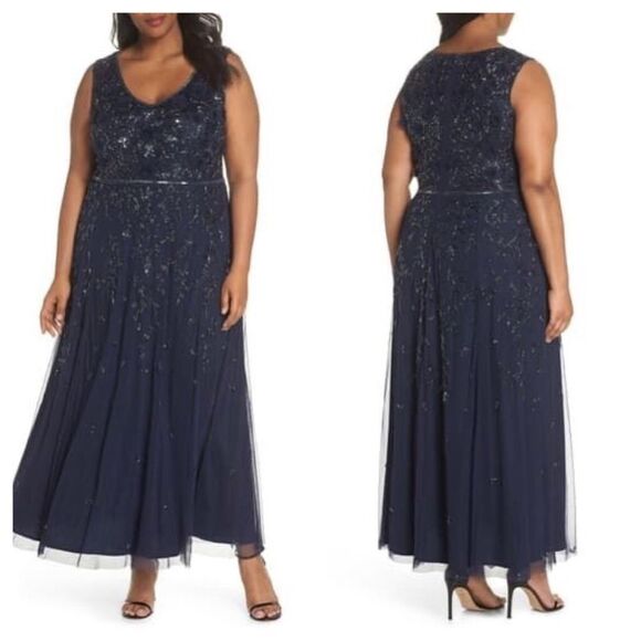 Pisarro Nights 3D Embellished Mesh A-Line Gown - Picture 1 of 8